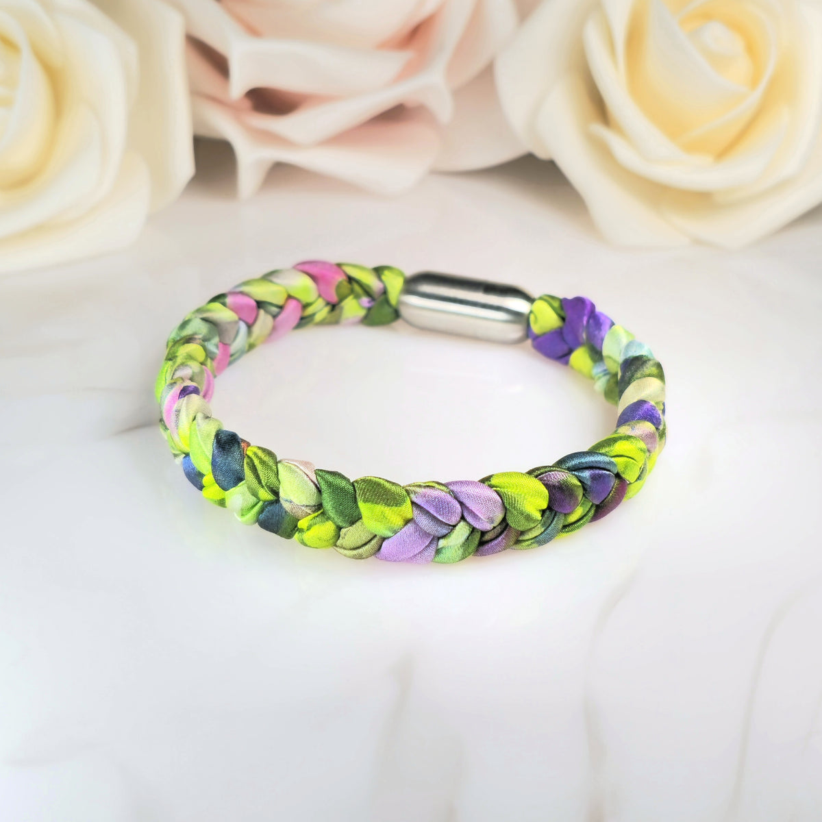 Seidenarmband Grün Lila