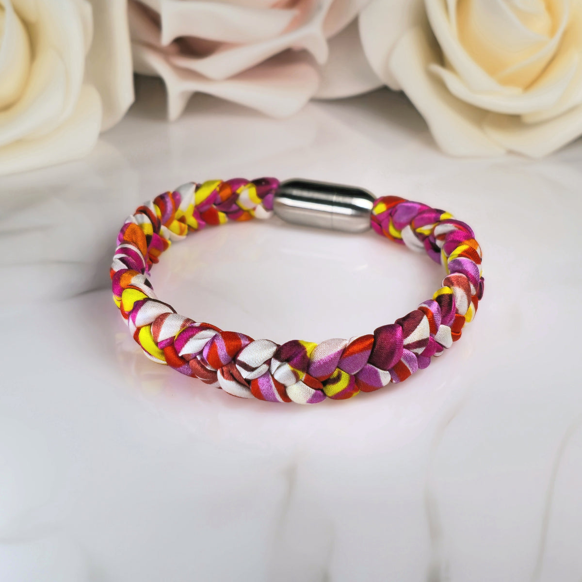 Seidenarmband Lila Gelb